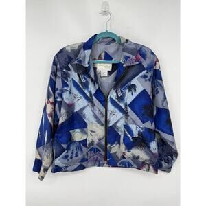Vintage East West Silks Jacket Size M 100% Silk Zip Up Art To Wear Maximalist